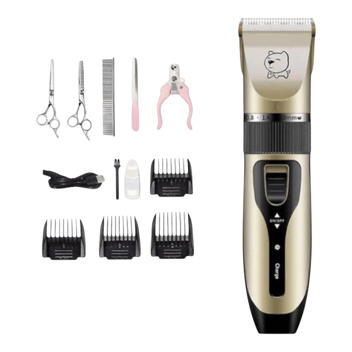 Masina de tuns animale fara fir, 1200 mAh, 8 accesorii