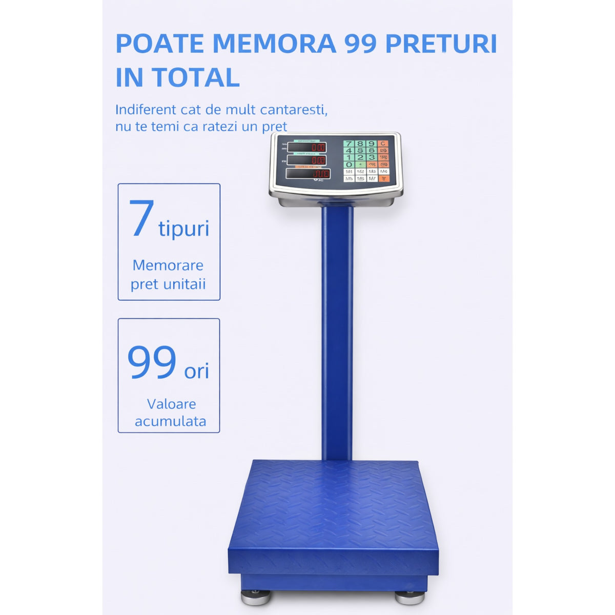 Cantar electronic cu platforma 700 kg, brat rabatabil, afisaj LCD, baterie interna