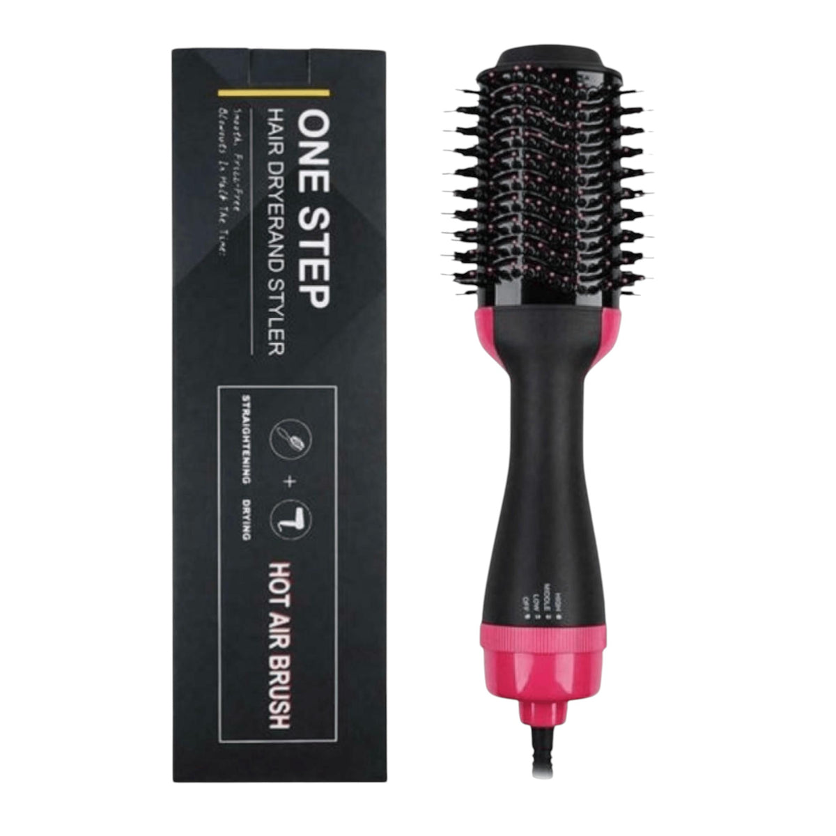 Perie fixa cu aer cald, 1000W, One Step 3 in 1, uscare, netezire, onduleu