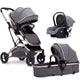 Carucior 3 in 1 Multifunctional, cu suspensii, Pliabil, Landou, Scaun Auto si Carucior Sport, 0-36 luni, 25 kg, roti cauciuc, cos depozitare