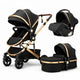 Carucior 3 in 1 Multifunctional, cu suspensii, Pliabil, Landou, Scaun Auto si Carucior Sport, 0-36 luni, 25 kg, roti cauciuc, cos depozitare