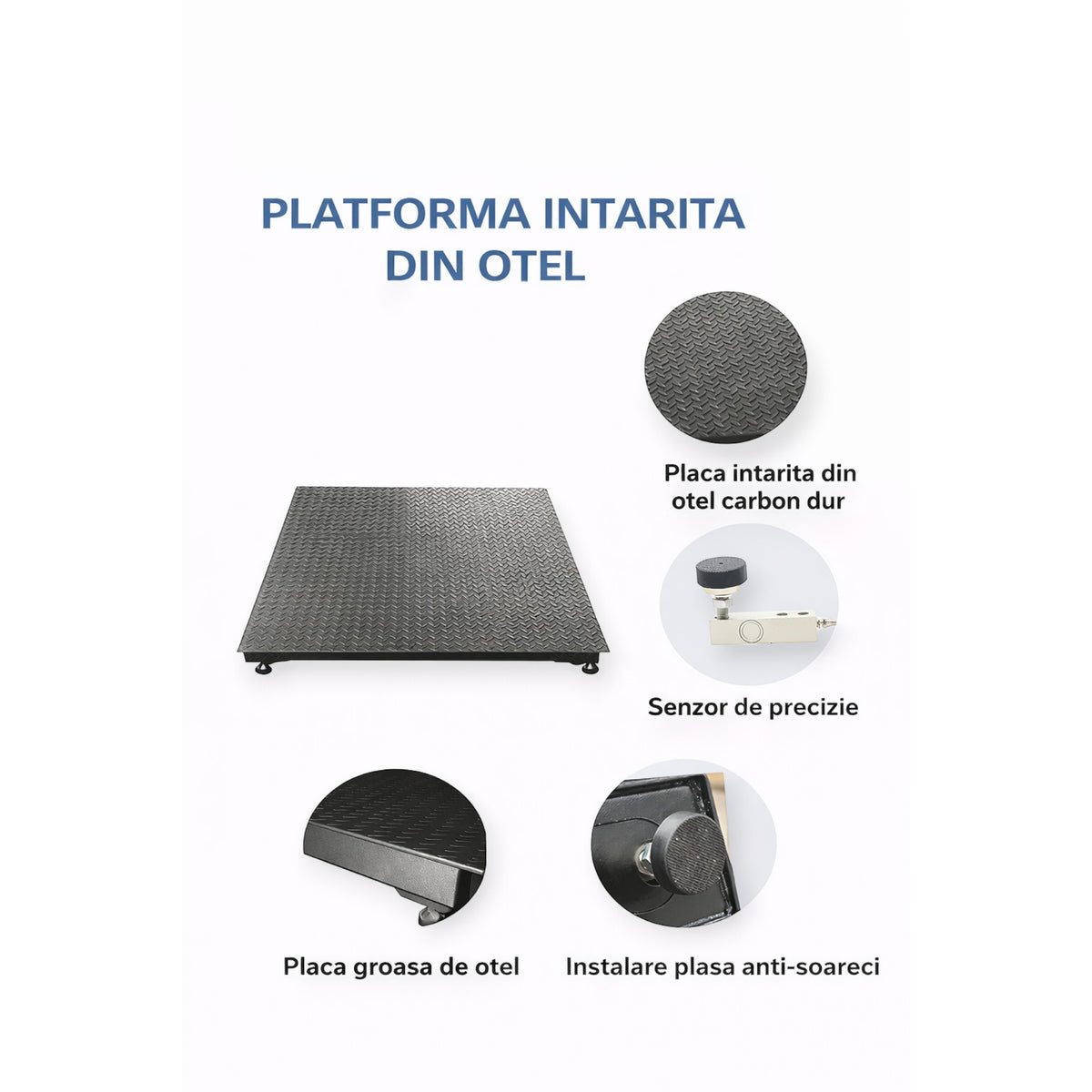Cantar electronic platforma 3000 kg 150x150cm tabla striata 5mm 4 celule